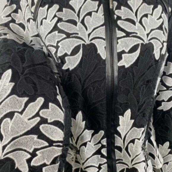 INC International Concepts | Black & White Lace Peplum Jacket | Women’s Medium - Picture 7 of 16